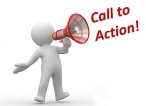 Call to action with words and megaphone for your business website