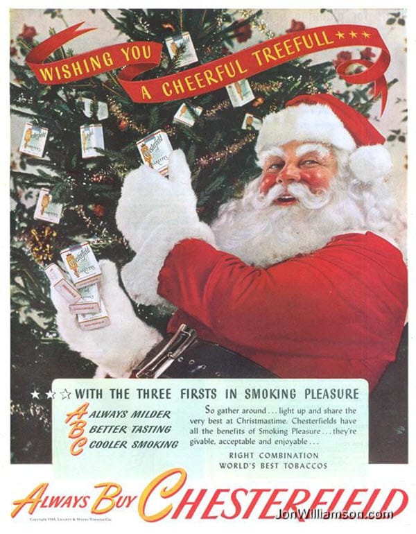 Vintage holiday ads: Cigarettes Make Great Tree Decorations