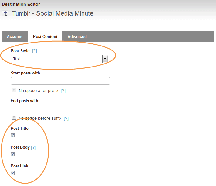 Customize Tumblr Destination Settings. Part of how to get more Tumblr followers