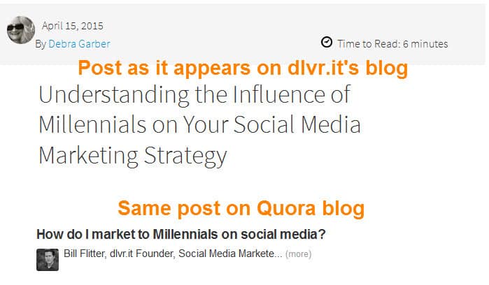 Repost your blog post to a Quora blog