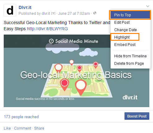 Click the Arrow to expose the menu on your Facebook page.