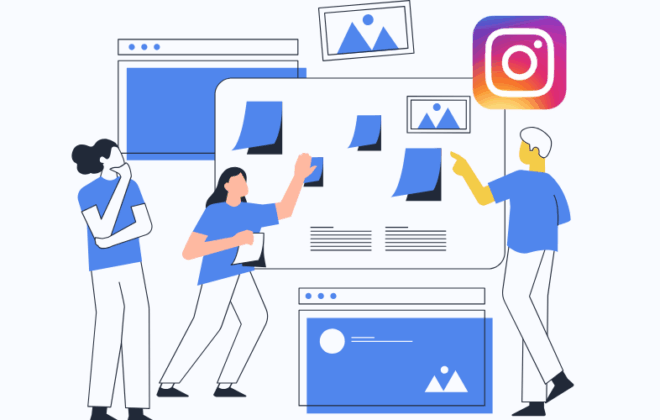 Illustration comparing organic and paid Instagram carousels