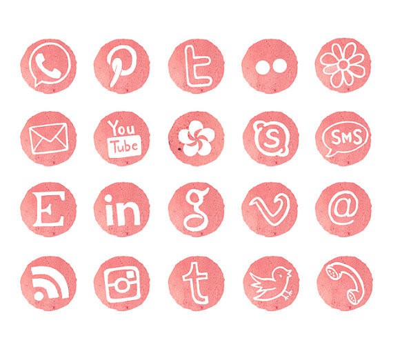 Examples of Watercolor Social Media Icons